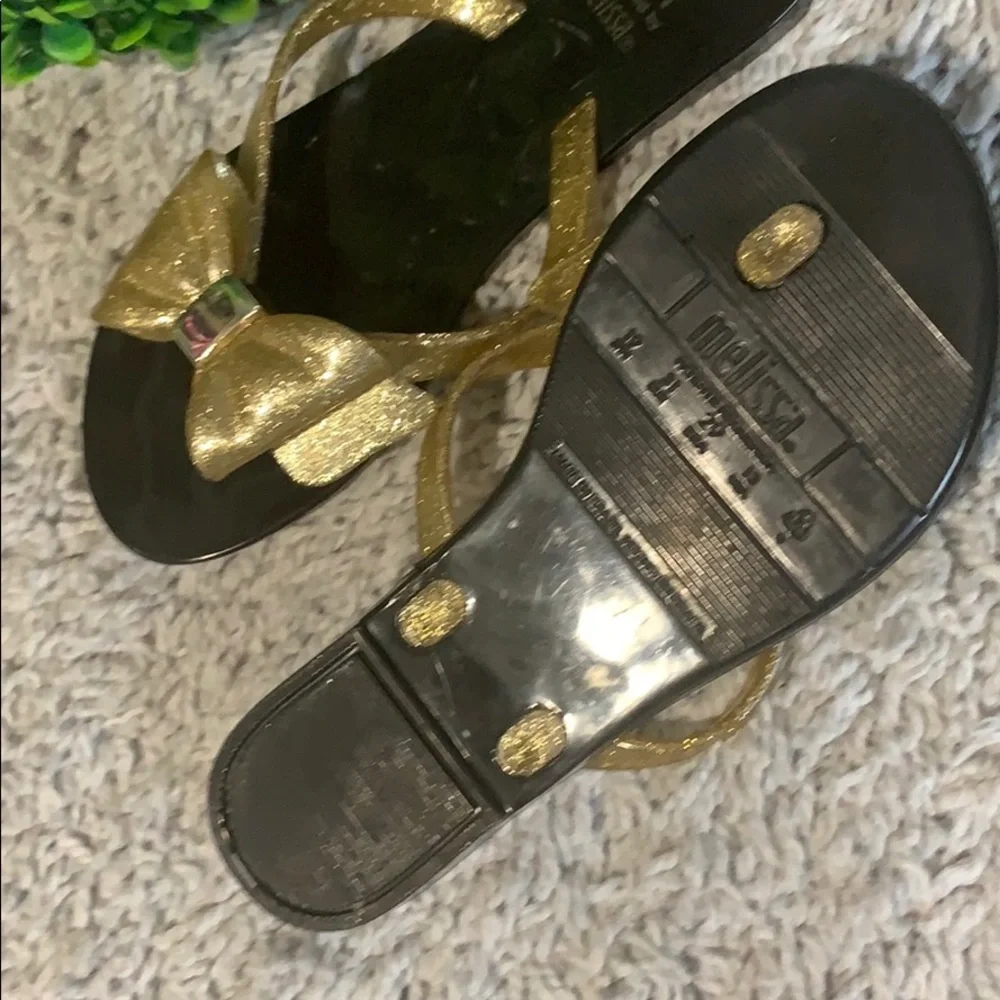 Mini Melissa Harmonic Sweet Bow Sandals‎ Black Gold